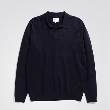 NORSE PROJECTS LEIF LINEN Polo-NAVY