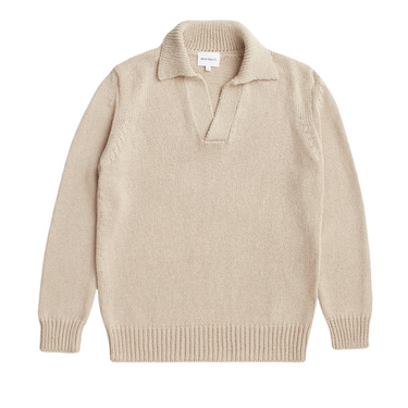 NORSE PROJECTS LASSE COTTON HOLIDAY POLO JUMPER-TAN