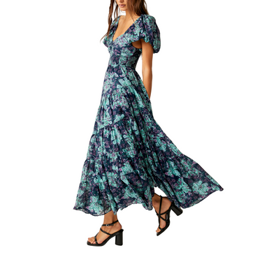 FREE PEOPLE SUNDRENCHED MAXI DRESS-GREEN