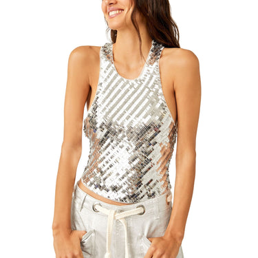FREE PEOPLE DISCO CAMI TOP-SILVER