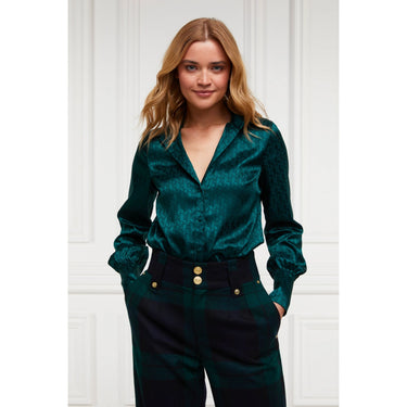 HOLLAND COOPER PENNY JACQUARD BLOUSE-GREEN