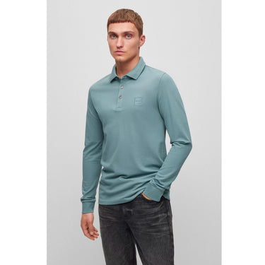 BOSS CASUAL PASSERBY LONG SLEEVE POLO SHIRT-GREY