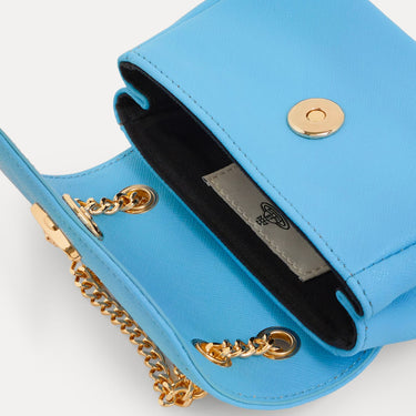 VIVIENNE WESTWOOD SMALL PURSE WITH CHAIN -BLUE