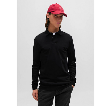 BOSS CASUAL PASSERBY LONG SLEEVE POLO SHIRT-BLACK